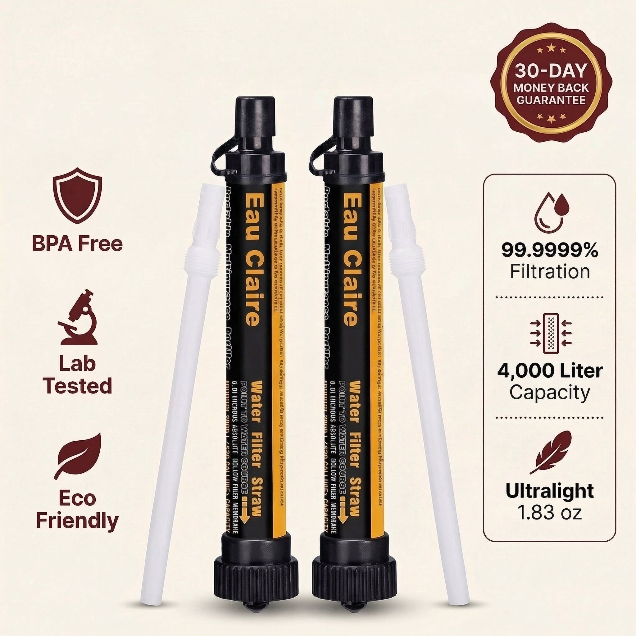 Eau Claire Portable Water Filter Straw