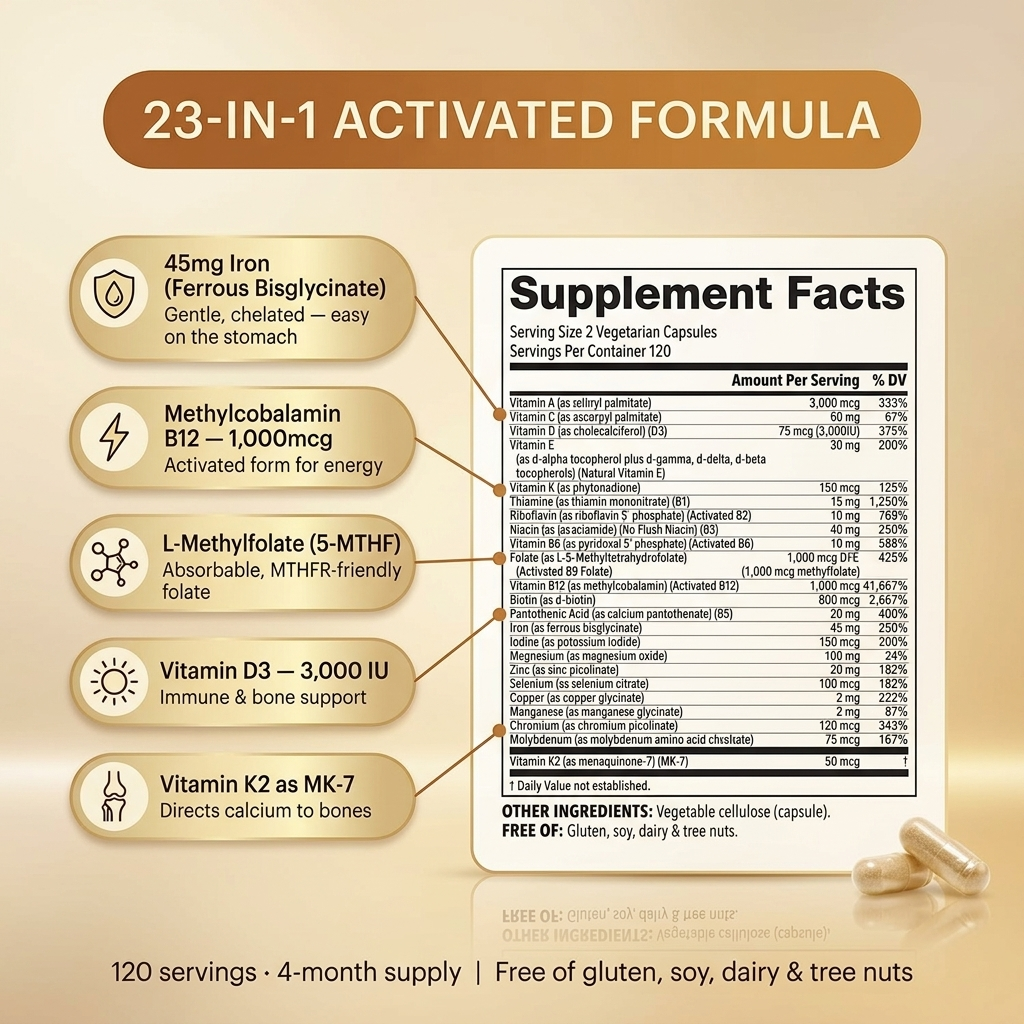 Bariatric Multivitamin Veggie Capsules w/ 45 mg Iron